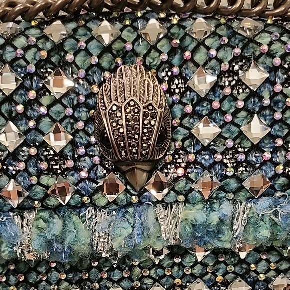 NWT Kurt Geiger London Elegant Blue/Teal Beaded Handbag - Picture 3 of 15